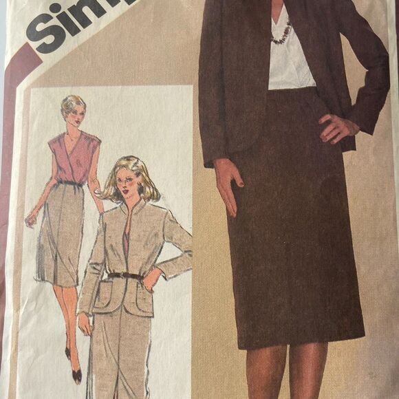 Simplicity 9795 Pattern Skirt Top Jacket Miss 16 Vintage Front Slit Back Zip - Picture 1 of 7